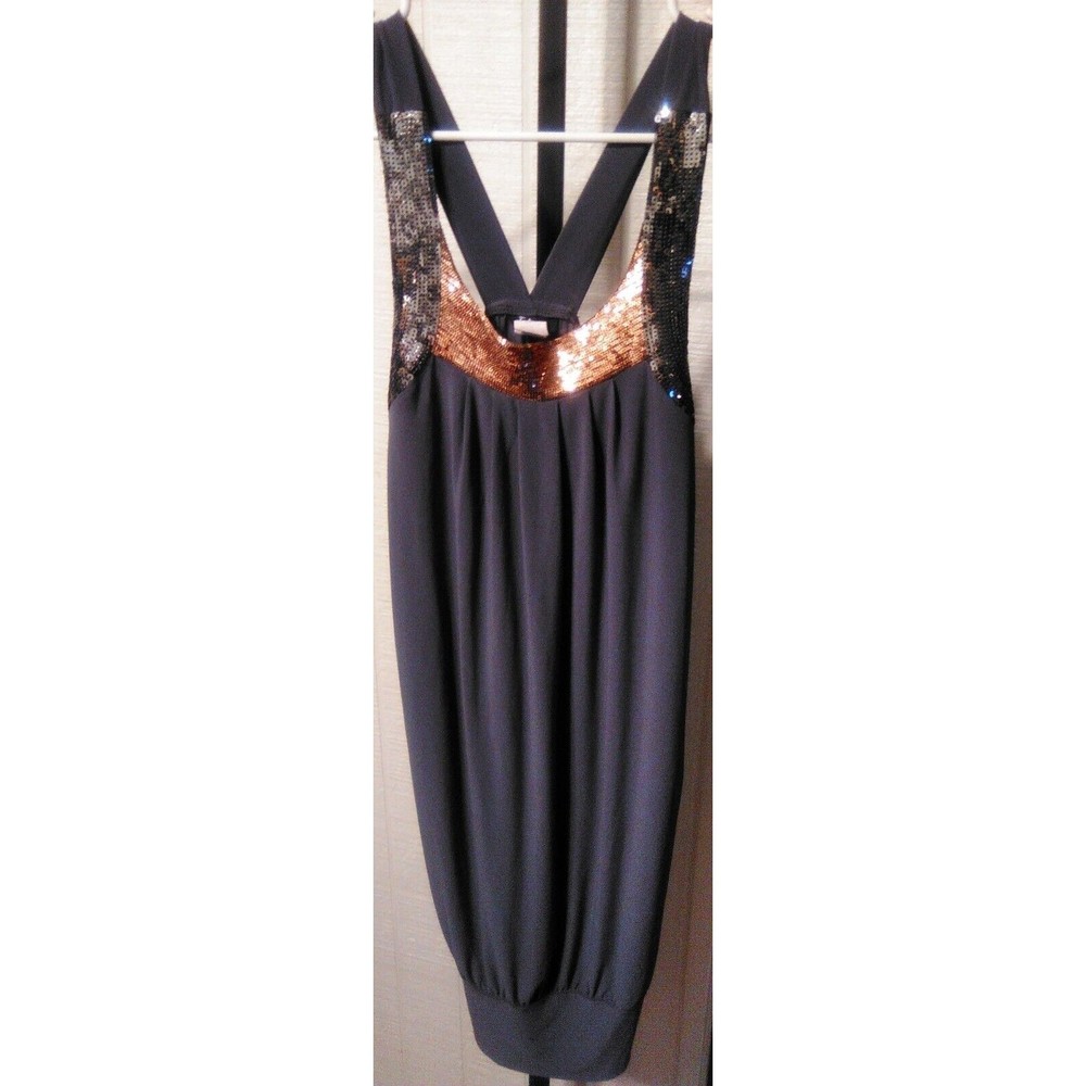 Taboo Women's Sleeveless Grey Dress With Glitter Sequence Accent Size 1X